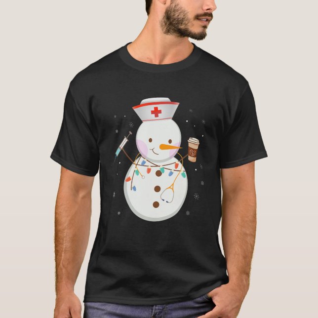 Weihnachts-Snowman-Krankenpfleger-Team ER NICU Cof T-Shirt (Vorderseite)
