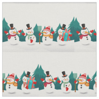 Weihnachts-Snowman-Landschaft Stoff