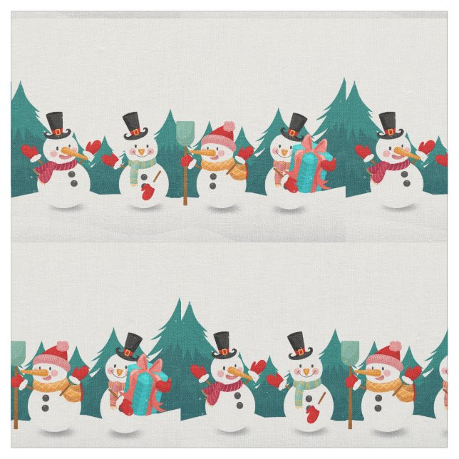 Weihnachts-Snowman-Landschaft Stoff (Nahaufnahme)