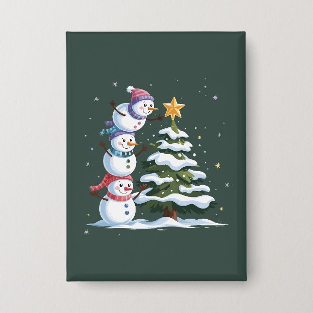 Weihnachts-Snowman Lover Tree Xmas Winter Party Button (Vorderseite)