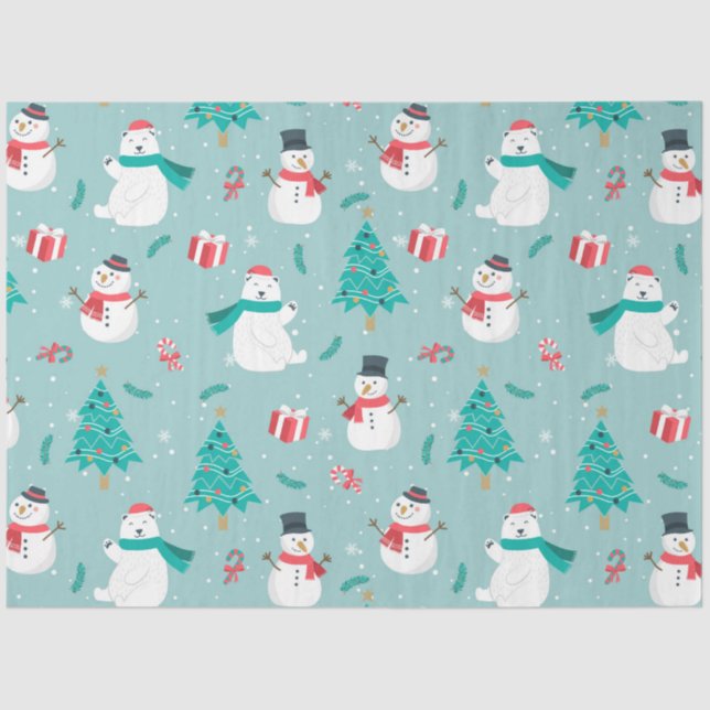Weihnachts-Snowman-Muster Design 2 Seidenpapier (Vorderseite)