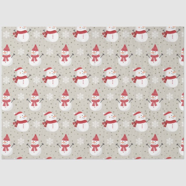 Weihnachts-Snowman-Muster Design 6 Seidenpapier (Vorderseite)