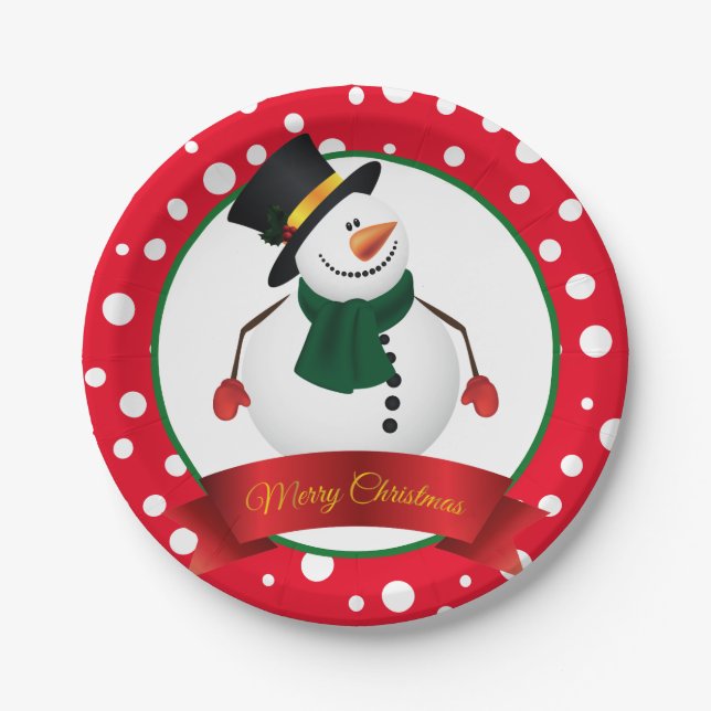 Weihnachts-Snowman-Paper-Teller Pappteller (Vorderseite)