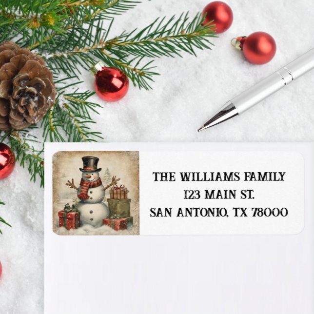 Weihnachts-Snowman-Rücksendeadresse (Add vintage charm to your holiday mail with these whimsical address labels.
)