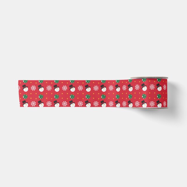 Weihnachts-Snowman-Schneeflocken Satinband (Vorderseite)