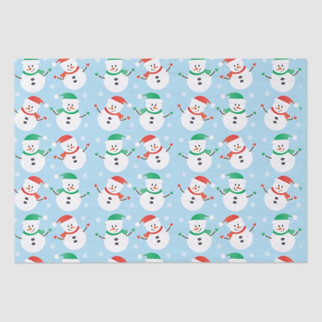 Weihnachts Snowman Snowflake Muster Seidenpapier (Vorderseite)