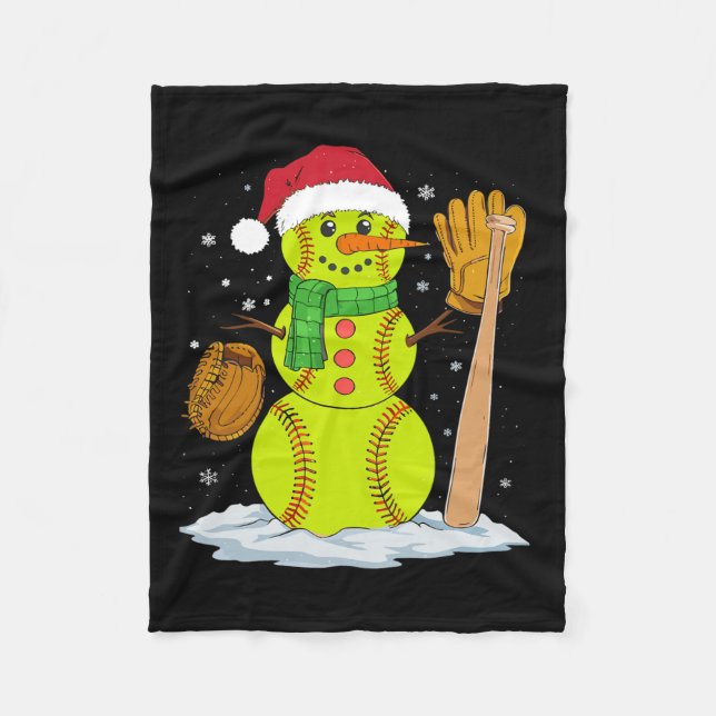 Weihnachts-Snowman Softball Pitcher Boys Kinder Te Fleecedecke (Vorderseite)