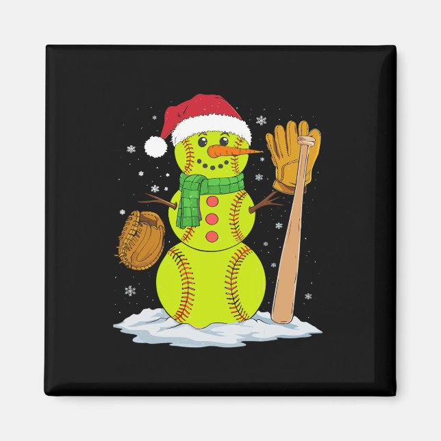 Weihnachts-Snowman Softball Pitcher Boys Kinder Te Magnet (Vorne)