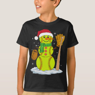 Weihnachts-Snowman Softball Pitcher Boys Kinder Te T-Shirt