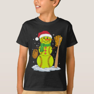 Weihnachts-Snowman Softball Pitcher Boys Kinder Te T-Shirt