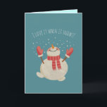 Weihnachts-Snowman-Spiel mit Schnee Custom<br><div class="desc">Ein glücklicher Schneemann,  der mit dem Schnee spielt und die Wintersaison feiert. Stellen Sie Ihre Weihnachtsbotschaft zusammen mit diesem Design ein.</div>