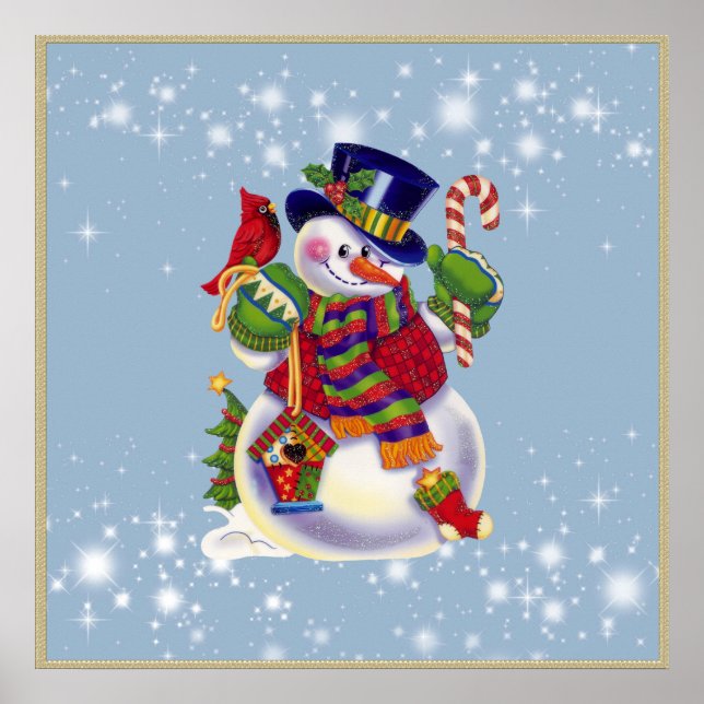 Weihnachts-Snowman-Urlaubsposter Poster (Vorne)