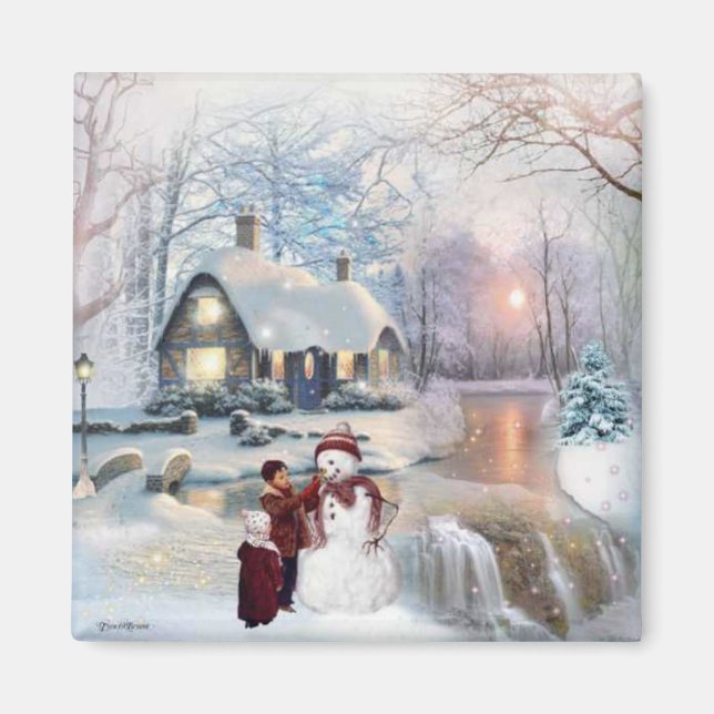 Weihnachts Snowman Winter Wonderland Magnet (Vorne)
