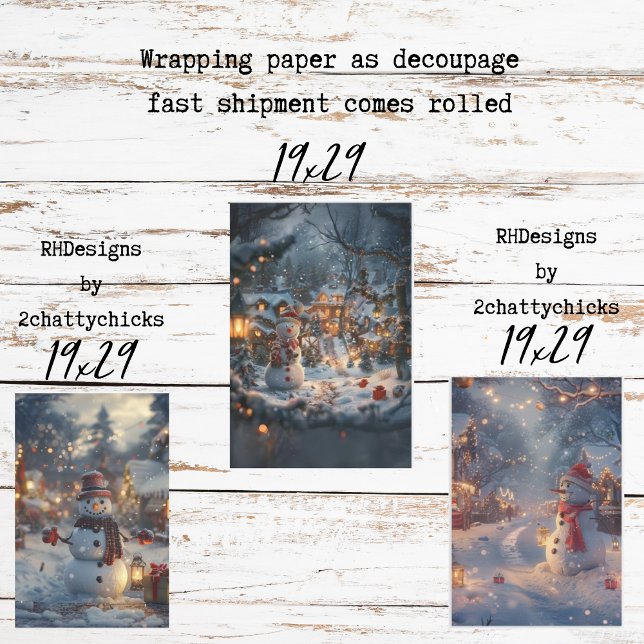 Weihnachts-Snowmen-Dorf Decoupage Geschenkpapier Set (Von Creator hochgeladen)