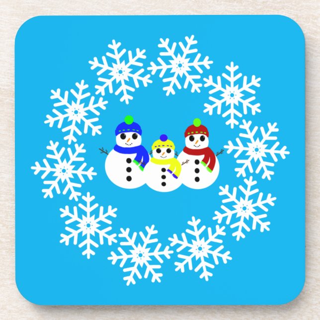 Weihnachts-Snowmen-Untersetzer Getränkeuntersetzer (Vorderseite)
