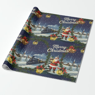 Weihnachts Snowy Express Retro-Umschlagpapier Geschenkpapier