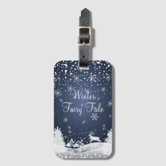 Weihnachts-Snowy Fairy Tale Fantasy Forest Gepäckanhänger