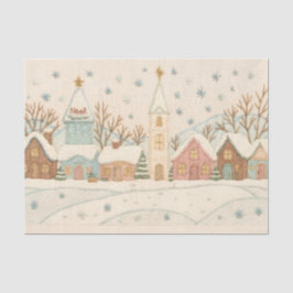 Weihnachts-Snowy-Village-Szene Seidenpapier
