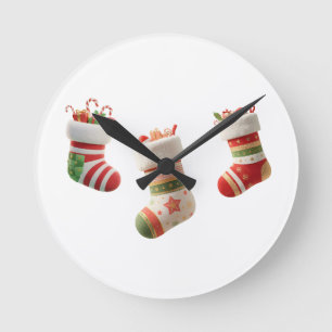 Weihnachts-Socken-Set – Süße Weihnachts-Socken-Des Runde Wanduhr