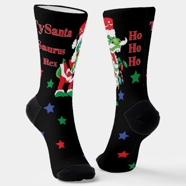 Weihnachts Socken TySantaSaurus Rex (Gewinkelt)