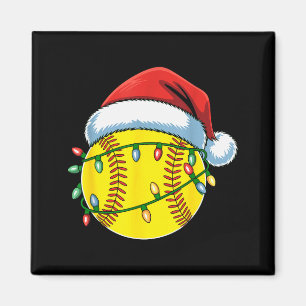 Weihnachts-Softball-Ball-Santa-Hut-Softball-Weihna Magnet