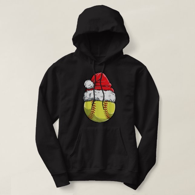 Weihnachts Softball Ball Weihnachtsmannmütze Xmas  Hoodie (Design vorne)