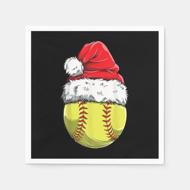 Weihnachts Softball Ball Weihnachtsmannmütze Xmas  Serviette (Vorderseite)