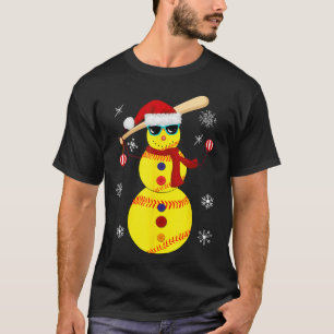 Weihnachts Softball Bat Snowman Santa Snowflake Gi T-Shirt