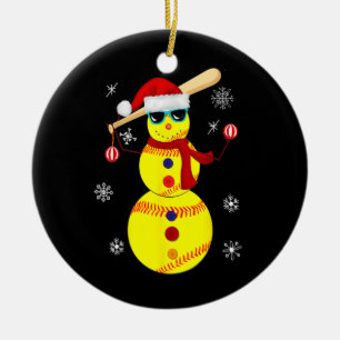 Weihnachts Softball Bat Snowman Santa Snowflake Keramik Ornament