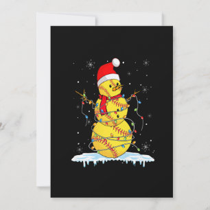 Weihnachts-Softball-Schneemann-Santa-Xmas-Lichter Feiertagskarte