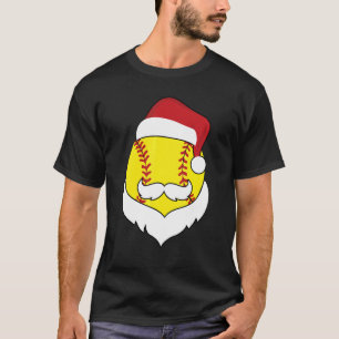 Weihnachts Softball Weihnachtsmannmütze Beard Xmas T-Shirt