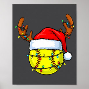 Weihnachts-Softball-Xmas-Santa-Srts-Mütze Herren D Poster