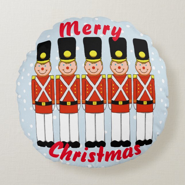 Weihnachts-Soldat-Pillow Rundes Kissen (Vorderseite)