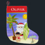 Weihnachts Sommer Santa Beach Surfen Personalisier Kleiner Weihnachtsstrumpf<br><div class="desc">Dieses Design besticht durch eine niedliche Weihnachtsbadezene mit einem tropischen Surf-Weihnachtsmann mit festlicher Palme und einem sandigen Schneemann am Strand. Perfekt für alle, die ein Weihnachtsfest #merry #merrychristmas #Xmas #sommerchristmas #tropicalchristmas #beachchristmas #beach #tropical #niedlich #holidays #surfing #surf #surfboard #gifts #gift #gift #saisononal #festivy #trendy #trendy #Zuhause #office #work #school ##christmauerings...</div>