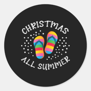Weihnachts-Sommer-Santa-Strand-Sandalen Sommer Runder Aufkleber