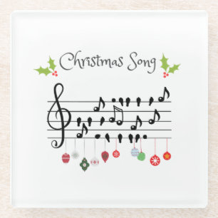 Weihnachts-Song-Vögel singen Glasuntersetzer