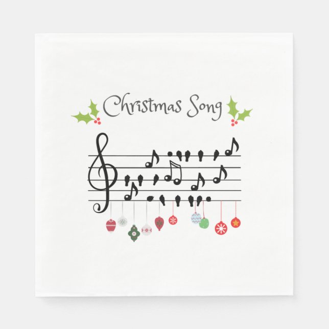 Weihnachts-Song-Vögel singen Serviette (Vorderseite)