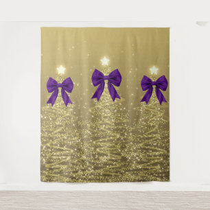 Weihnachts-Sparkling-Bäume Gold Falscher Lila Boge Wandteppich