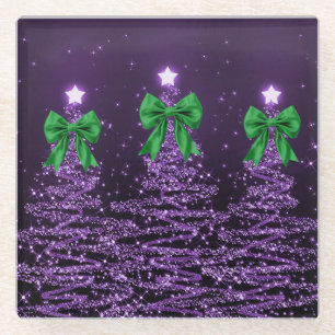 Weihnachts-Sparkling-Bäume Lila Falsche Grüne Schl Glasuntersetzer