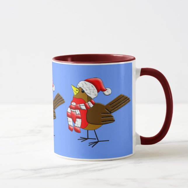 Weihnachts Sparrow Niedlicher Spaß Trinken Tasse (Rechts)