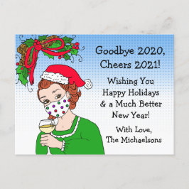 Weihnachts-Spaß Funny Retro Lady Toasting Postkarte