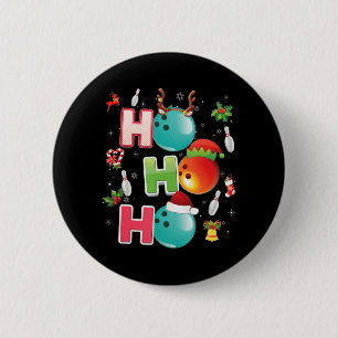 Weihnachts Spaß Ho Ho Ho Bowling Pajama Santa Love Button