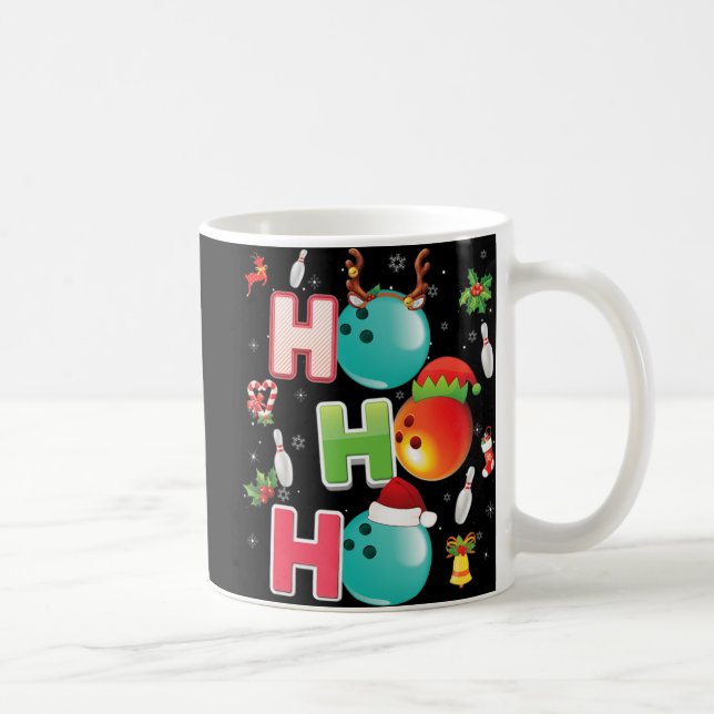 Weihnachts Spaß Ho Ho Ho Bowling Pajama Santa Love Kaffeetasse (Rechts)