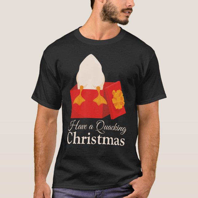 Weihnachts-Spaß lustige niedliche Ente in roter Bo T-Shirt (Vorderseite)