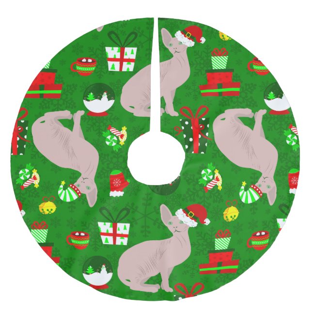 Weihnachts-Sphinx Polyester Weihnachtsbaumdecke (Vorderseite)