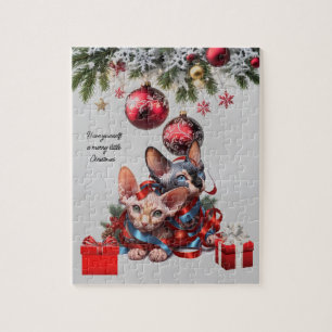 Weihnachts-Sphynx-Kätzchen Puzzle