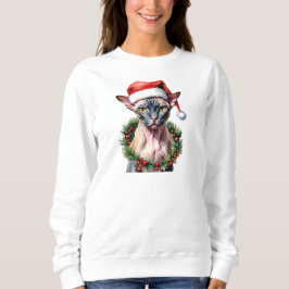Weihnachts-Sphynx-Katze Wasserfarbe Sweatshirt