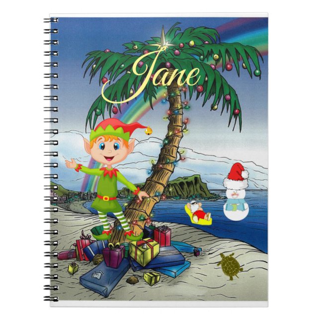 Weihnachts-Spiral Notebook Beach Bum Santa Notizblock (Vorderseite)