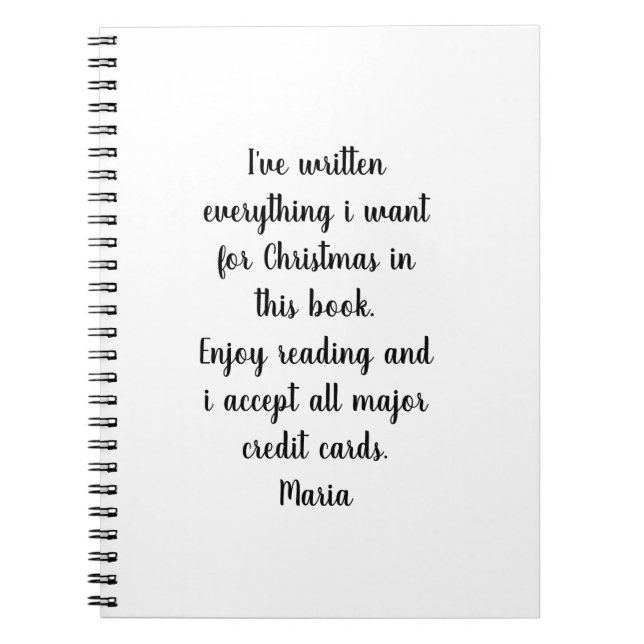 Weihnachts-Spiral-Notebook geschrieben alles Wunsc Notizblock (Vorderseite)