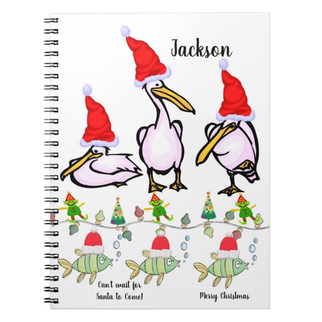 Weihnachts-Spiral-Notebook Pelicans Notizblock (Vorderseite)
